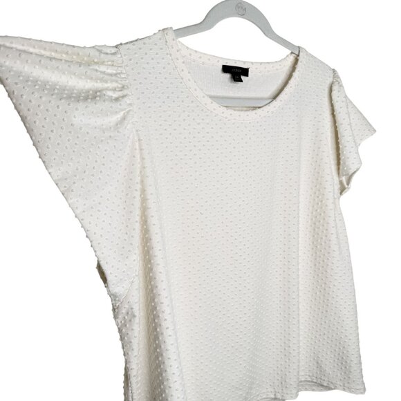 J. Crew Ivory Flutter-Sleeve Jersey T-shirt with Swiss Dot, 2X - Picture 4 of 8